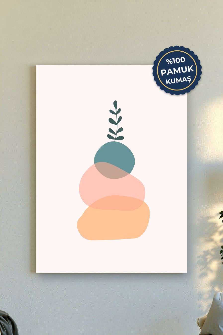 Minimalist Bitki Kanvas Tablo - Soft Renkler