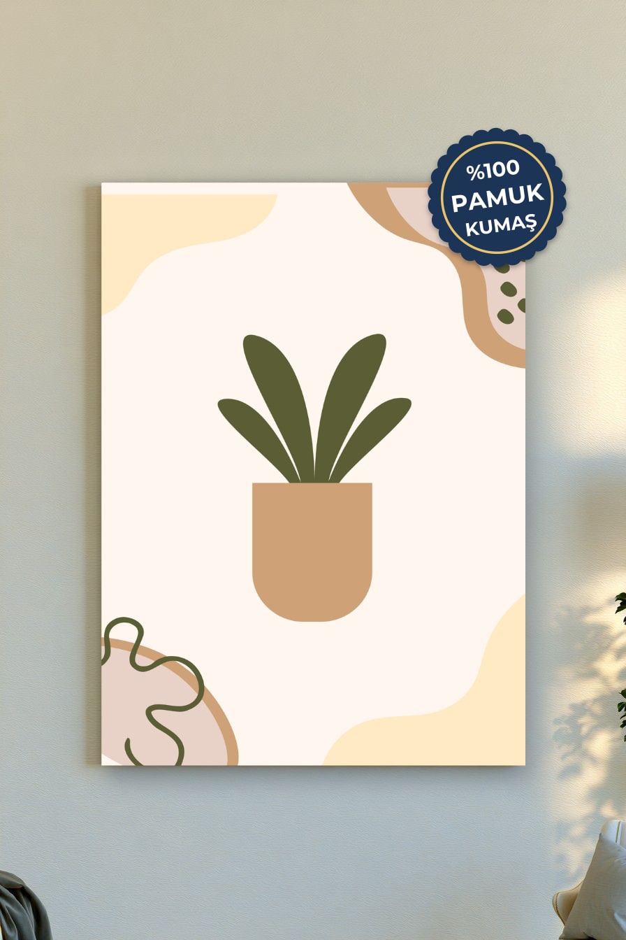 Bitki Kanvas Tablo - Minimalist Bej