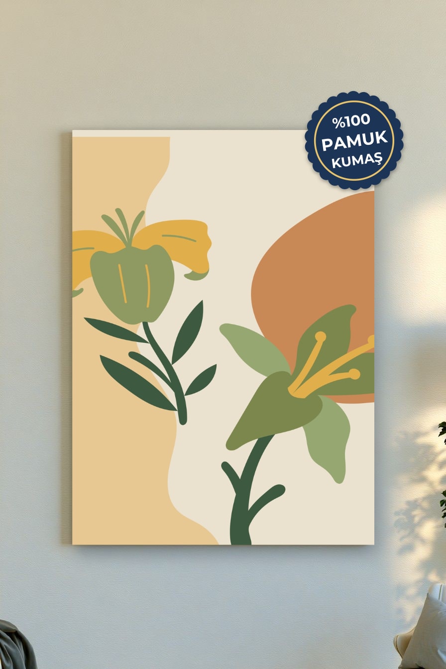 Çiçekli Kanvas Tablo - Minimalist