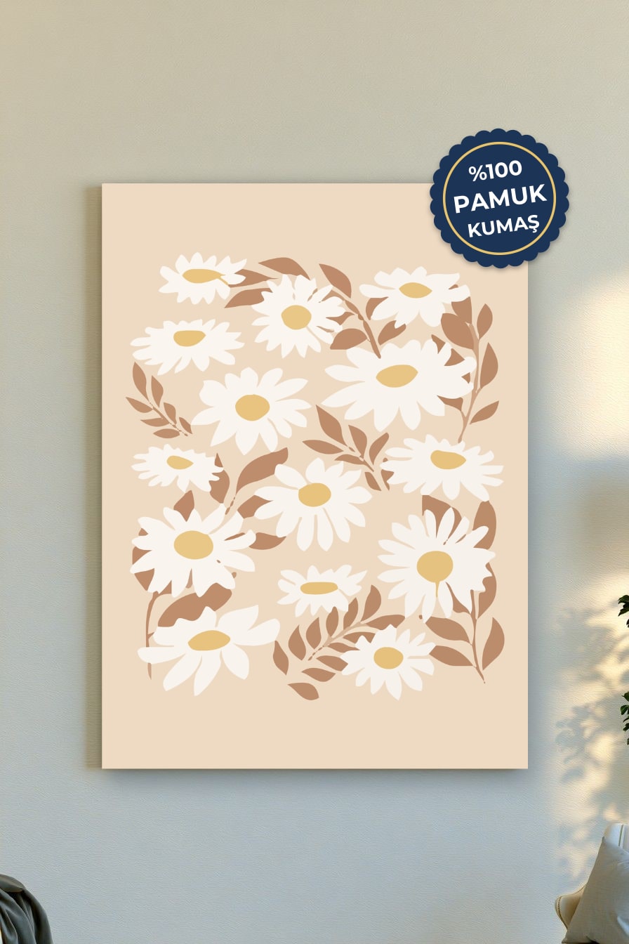 Margaret Çiçekleri Kanvas Tablo - Minimalist Bej Vurgusu