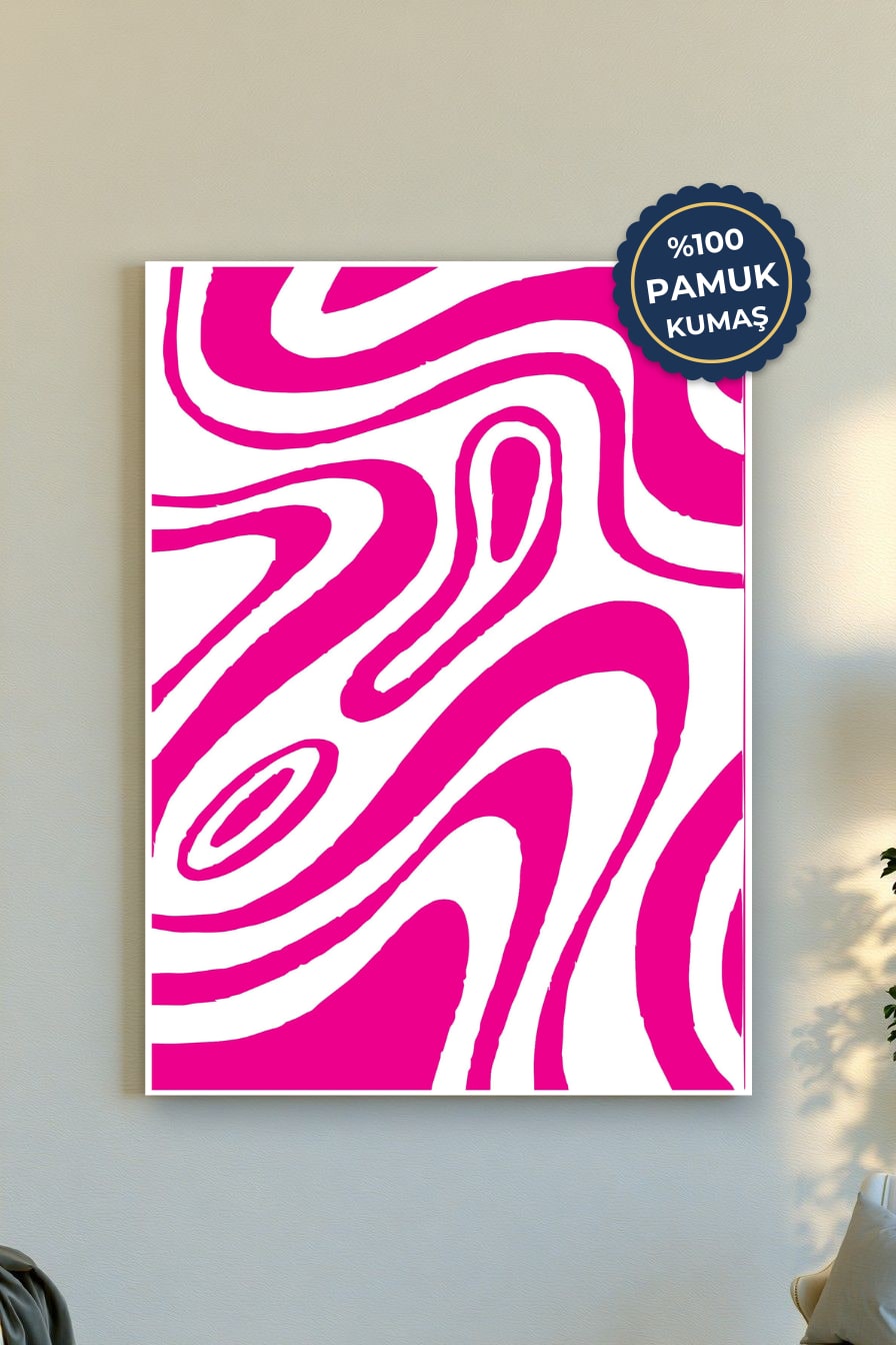 Fuşya Soyut Kanvas Tablo - Modern Tasarım