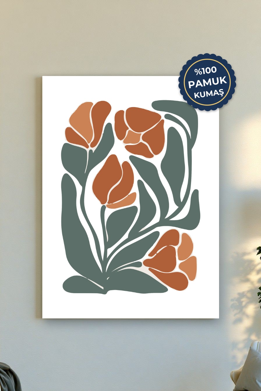 Çiçek Desenli Kanvas Tablo - Modern Tarz ve Pastel Tonlar