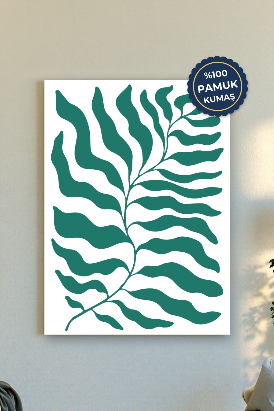 Yeşil Yaprak Kanvas Tablo - Minimalist