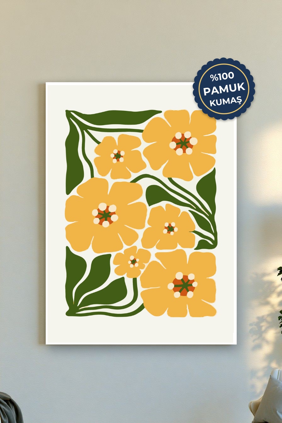 Sarı Çiçekler Kanvas Tablo - Modern ve Renkli