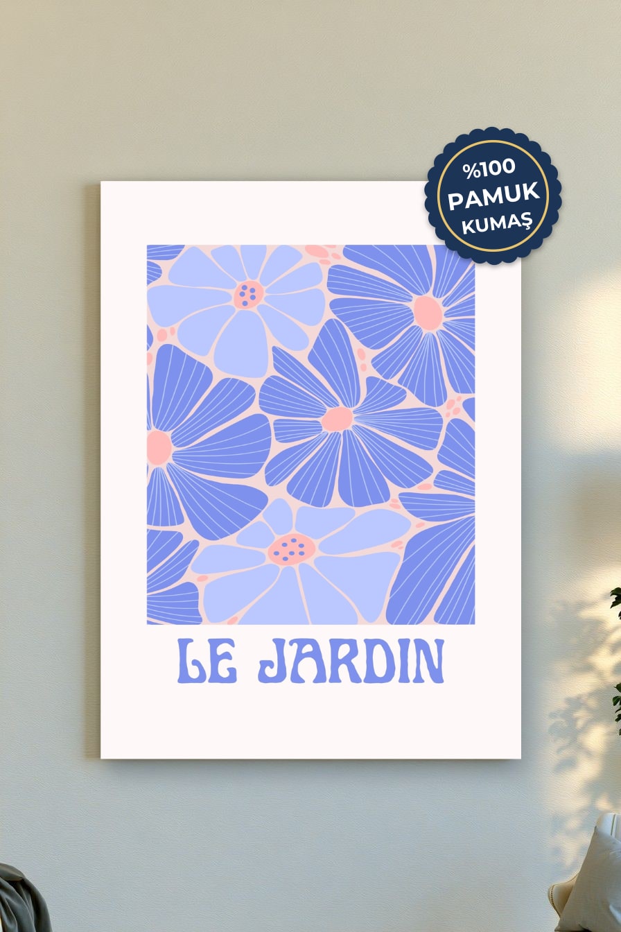 Çiçek Kanvas Tablo - Mavi ve Pembe Vurgusu