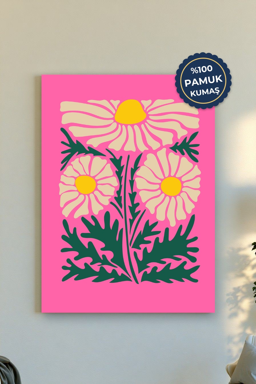 Çiçekli Kanvas Tablo - Renkli ve Dinamik