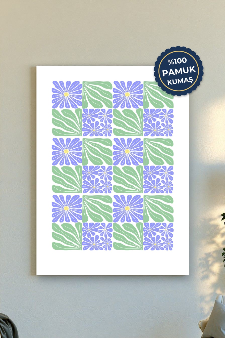 Çiçek Desenli Kanvas Tablo - Pastel Tonlarda Şıklık