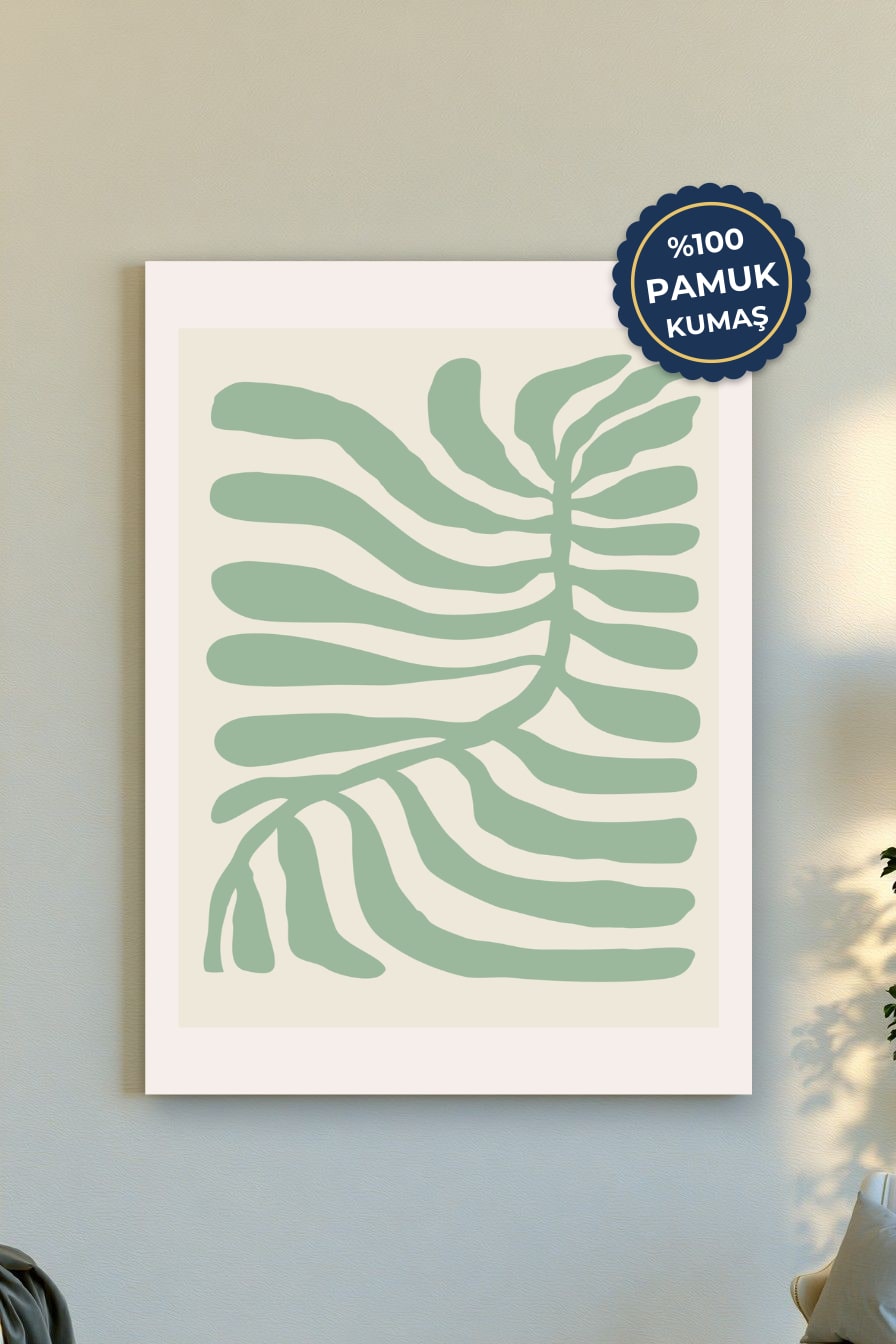 Minimalist Bitki Kanvas Tablo - Açık Yeşil