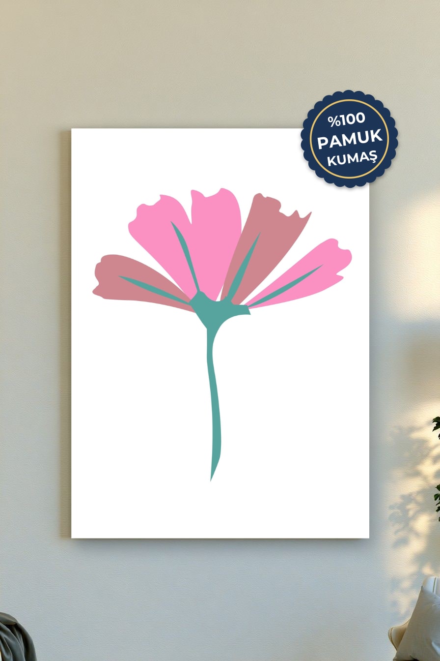 Çiçek Kanvas Tablo - Minimalist Pembe