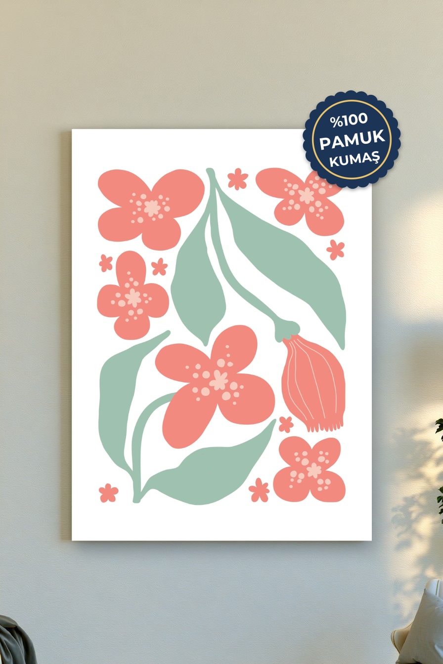 Çiçekli Kanvas Tablo - Pastel Renk Vurgusu