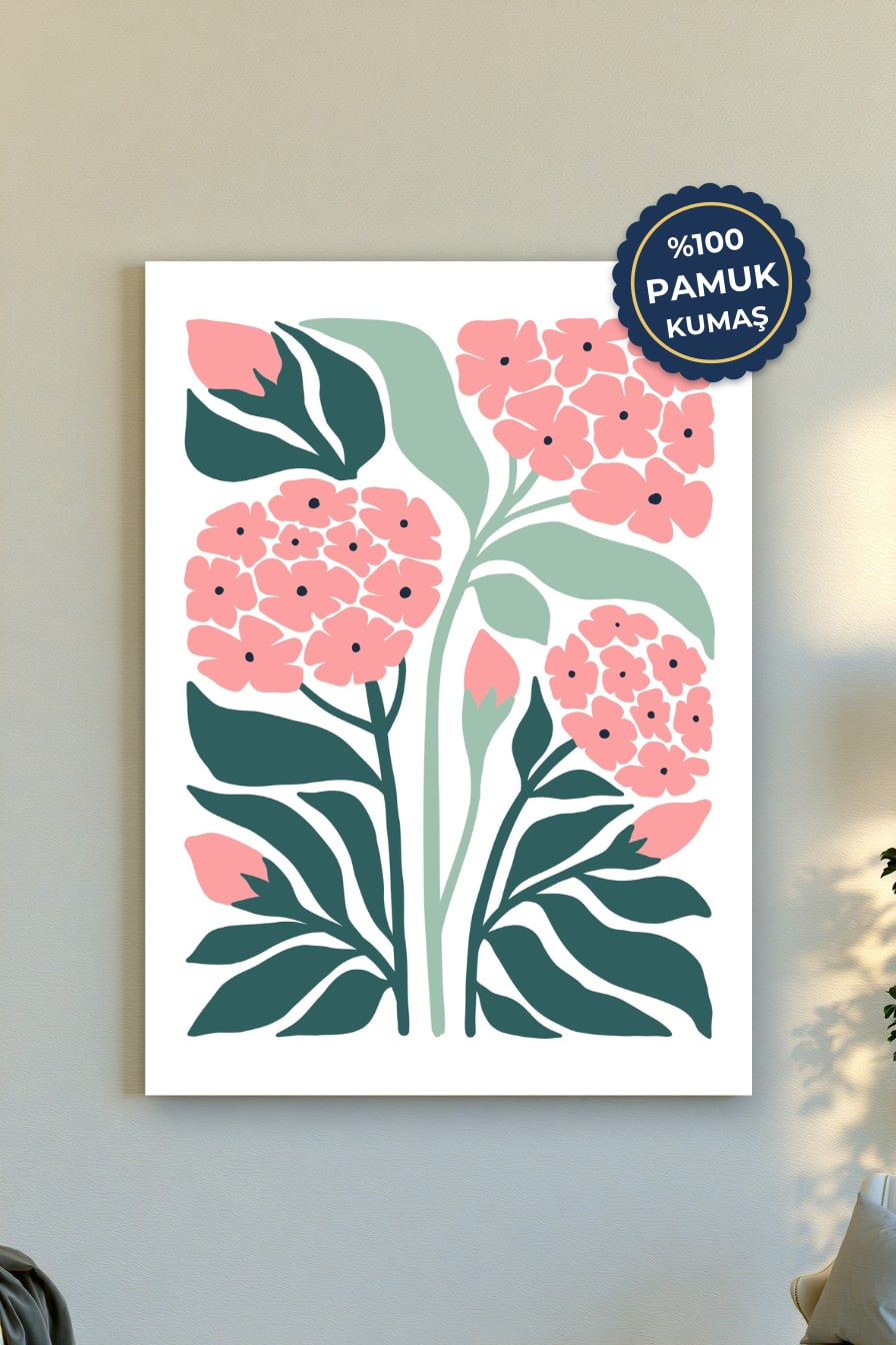 Çiçek Desenli Kanvas Tablo - Pastel Renk Vurgusu