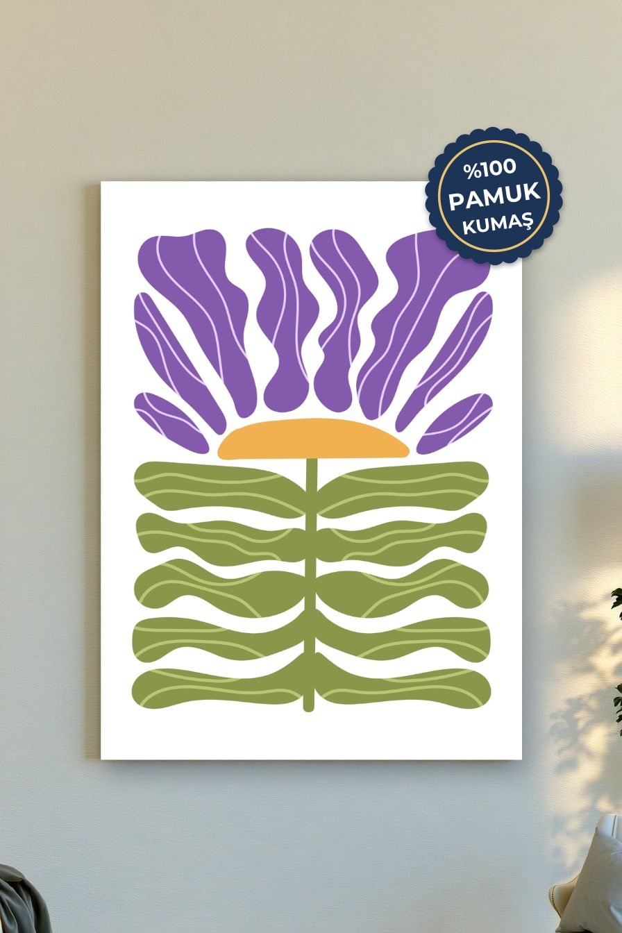 Çiçek Desenli Kanvas Tablo - Renkli ve Modern Vurgusu