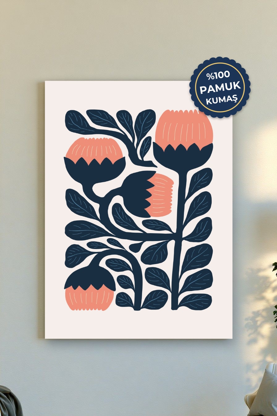 Renkli Çiçek Kanvas Tablo - Minimalist Vurgu