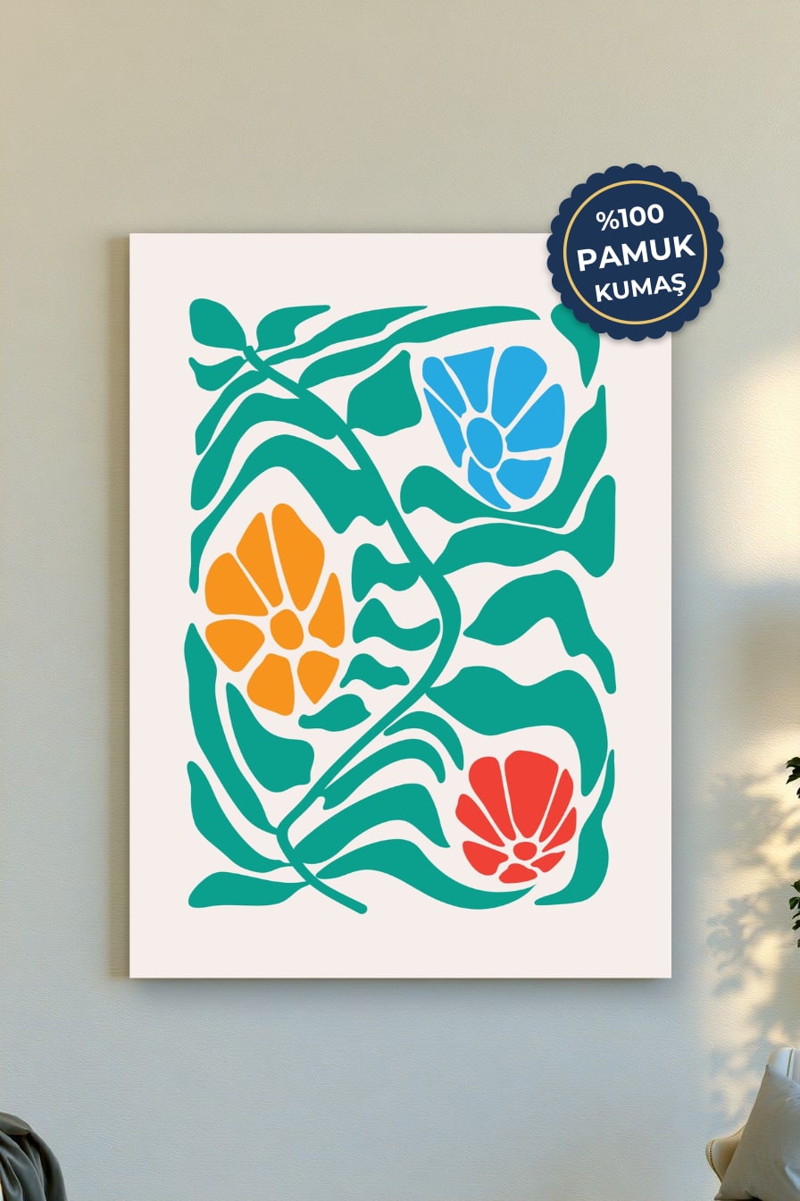 Çiçek Desenli Kanvas Tablo - Renkli ve Modern