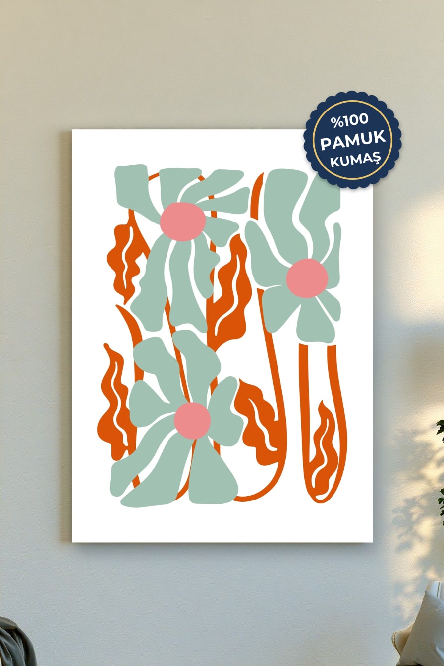 Çiçek Desenli Kanvas Tablo - Modern ve Renkli