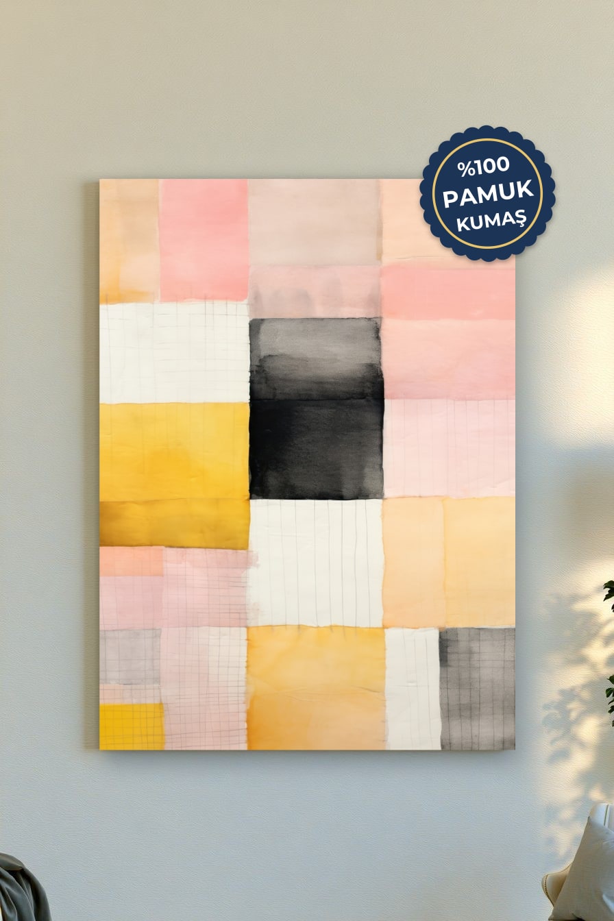 Soyut Kanvas Tablo - Pastel Renk Vurgusu