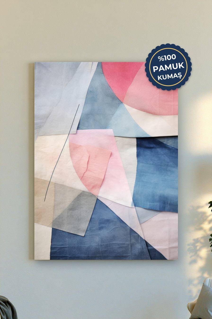 Soyut Kanvas Tablo - Mavi ve Pembe Vurgusu