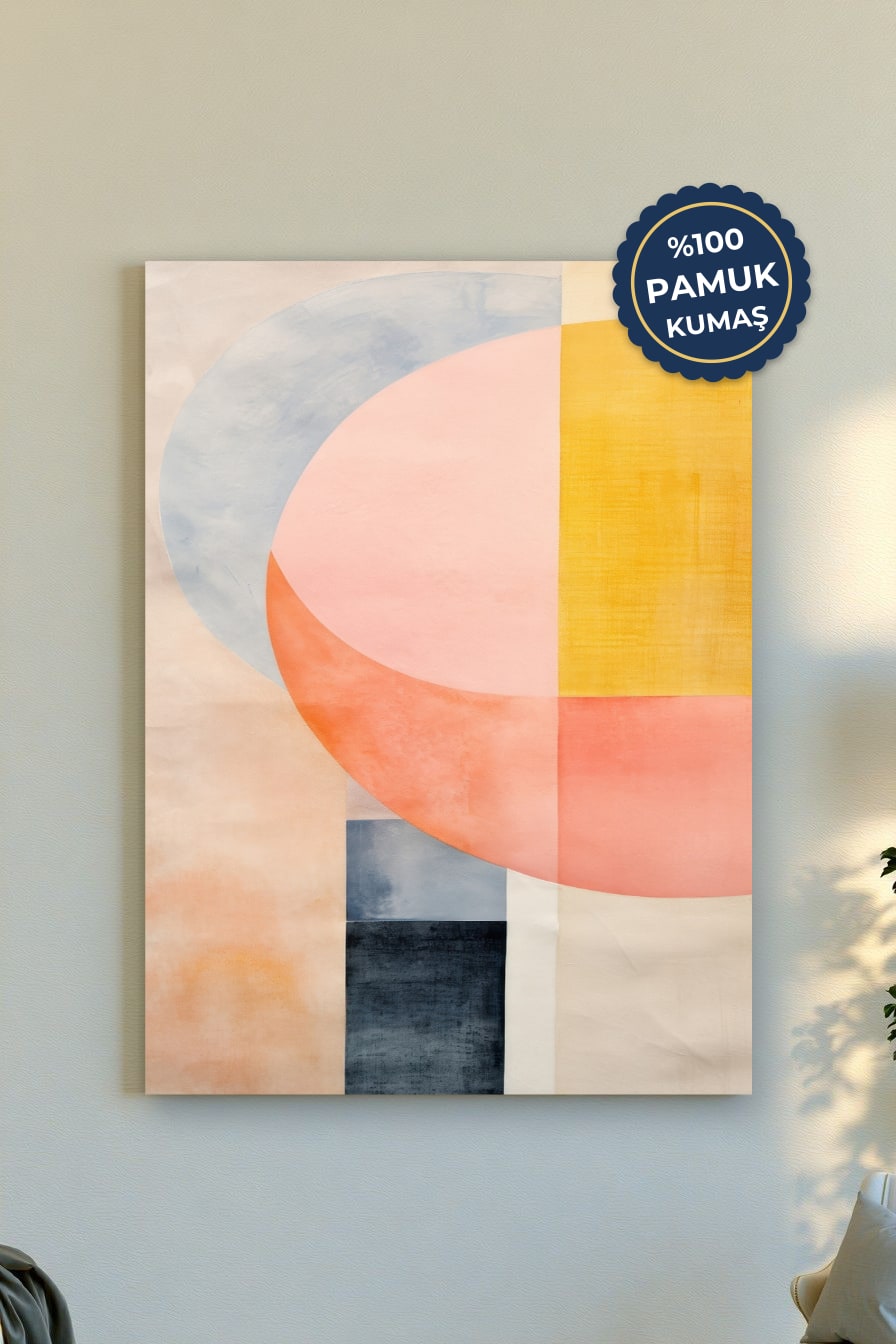Soyut Desen Kanvas Tablo - Pastel Renk Vurgusu