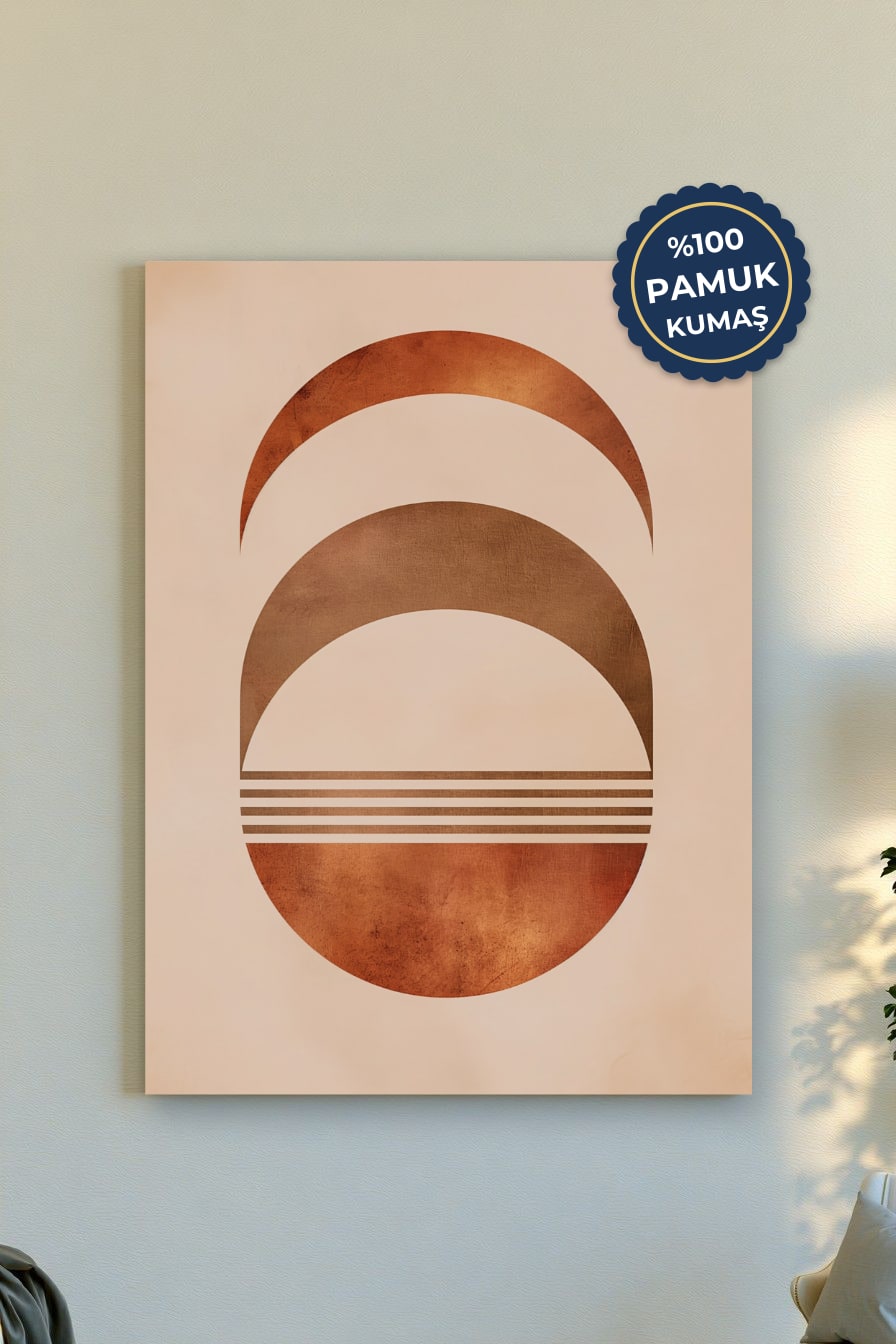 Minimalist Geometrik Kanvas Tablo - Bej Tonlarıyla Şıklık