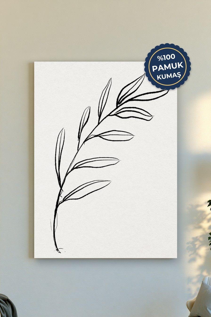 Sade Yaprak Kanvas Tablo - Minimalist